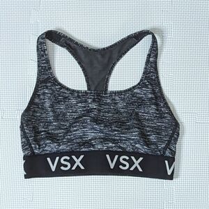 Victoria's Secret Sport Gray Sports Bra Black Band VSX Print Small